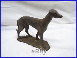 Early Cast Iron Whippet Dog Door Stop Figural Grey Hound Sculpture
