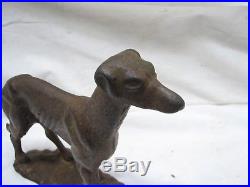 Early Cast Iron Whippet Dog Door Stop Figural Grey Hound Sculpture