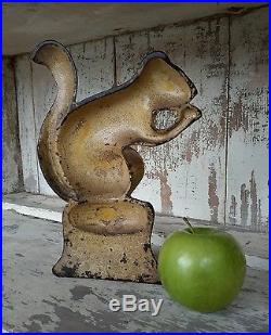 Early Hubley Cast Iron Squirrel With Nut Doorstop Original Paint AAFA