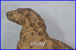 Early antique cast iron doorstop flat setter dog withflowers worn rare original