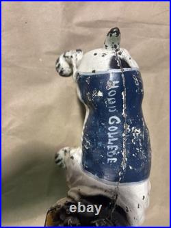 English Bulldog Cast Iron Door Stop Hood College Antique