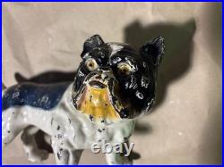 English Bulldog Cast Iron Door Stop Hood College Antique