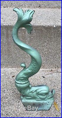 Estate Art Deco 30's Spencer Foundry Cast Iron Dolphin Serpent Fish Doorstop