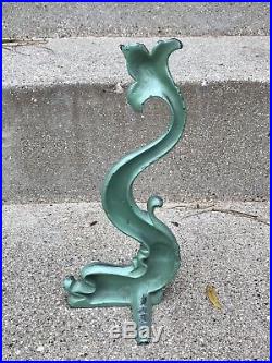 Estate Art Deco 30's Spencer Foundry Cast Iron Dolphin Serpent Fish Doorstop