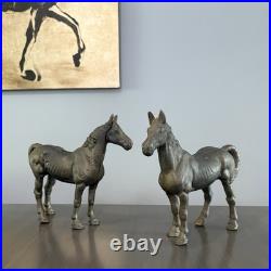 Estate Pair Large Cast Iron Horse Banks Doorstops- Beautiful Equestrian