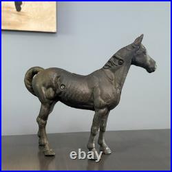 Estate Pair Large Cast Iron Horse Banks Doorstops- Beautiful Equestrian