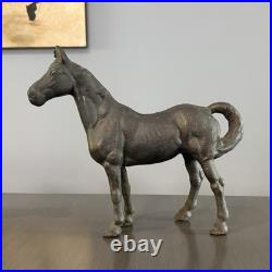 Estate Pair Large Cast Iron Horse Banks Doorstops- Beautiful Equestrian