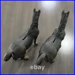 Estate Pair Large Cast Iron Horse Banks Doorstops- Beautiful Equestrian