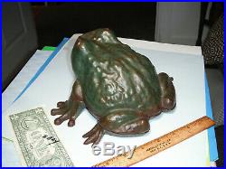 FROG Cast Iron Doorstop Large Frog bank 5 lbs JM iron art company Vintage Frog