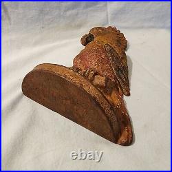 Farmhouse Antique Cast Iron Painted Parrot Sculpture Door Stop