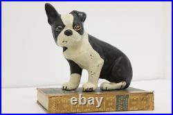 Farmhouse Antique Painted Cast Iron Boston Terrier Doorstop #53942 Farmhouse Antique Painted Cast Iron Boston Terrier Doorstop #53942