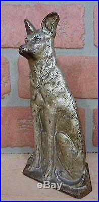 GERMAN SHEPHERD Old Cast Iron Doorstop Figural Dog Decorative Art Statue