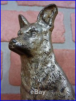 GERMAN SHEPHERD Old Cast Iron Doorstop Figural Dog Decorative Art Statue