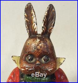 GRANDPA RABBIT Tuxedo HUBLEY Antique vtg DOORSTOP Cast Iron Alice in Wonderland