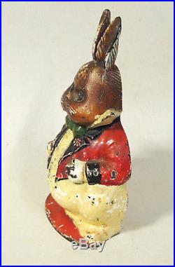 GRANDPA RABBIT Tuxedo HUBLEY Antique vtg DOORSTOP Cast Iron Alice in Wonderland