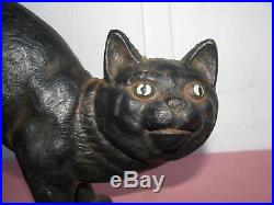GREEN EYED BLACK CAT Hubley Hunchback CAST IRON DOOR STOP VINTAGE