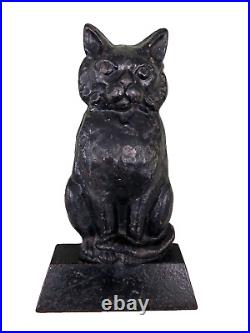 Gothic 13' Tall Antique Heavy Black Halloween Cat Cast Iron Doorstop 1930s 13Lbs