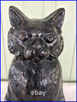 Gothic 13' Tall Antique Heavy Black Halloween Cat Cast Iron Doorstop 1930s 13Lbs