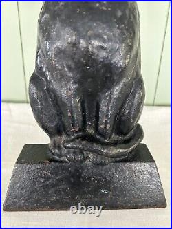 Gothic 13' Tall Antique Heavy Black Halloween Cat Cast Iron Doorstop 1930s 13Lbs