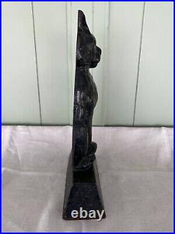 Gothic 13' Tall Antique Heavy Black Halloween Cat Cast Iron Doorstop 1930s 13Lbs