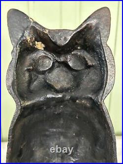 Gothic 13' Tall Antique Heavy Black Halloween Cat Cast Iron Doorstop 1930s 13Lbs