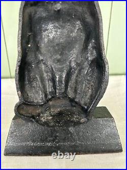 Gothic 13' Tall Antique Heavy Black Halloween Cat Cast Iron Doorstop 1930s 13Lbs