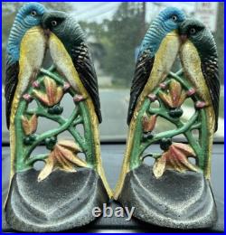 Great Pair Vintage Cast Iron Lovebirds Door Stops or Bookends Hubley 7 Great Pair Vintage Cast Iron Lovebirds Door Stops or Bookends Hubley 7