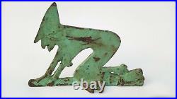 Green Cast Iron Flying Witch Door Stop & Boot Scraper Albany Foundary Co. RARE