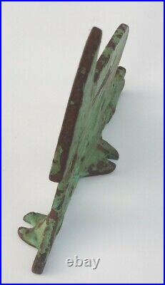 Green Cast Iron Flying Witch Door Stop & Boot Scraper Albany Foundary Co. RARE