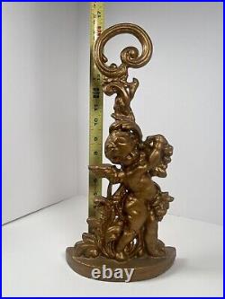 HEAVY Metal Iron Cherub Door Stop Holder Angel Vintage Shabby Chic Victorian