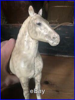 HUBLEY CAST IRON Percheron Work HORSE ART STATUE DOORSTOP Rare Gray Paint
