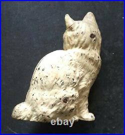 HUBLEY CAT Doorstop Antique White With Gorgeous Blue Eyes Cast Iron