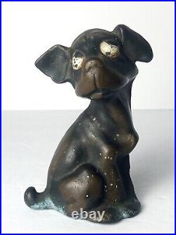 HUBLEY Cast Iron DOG Doorstop Droopy Eyed Bookend Antique Patina Home Art Statue