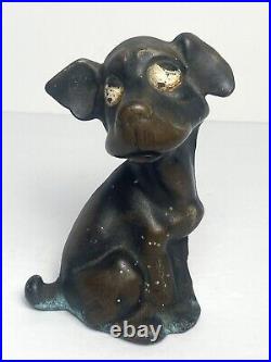 HUBLEY Cast Iron DOG Doorstop Droopy Eyed Bookend Antique Patina Home Art Statue