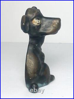 HUBLEY Cast Iron DOG Doorstop Droopy Eyed Bookend Antique Patina Home Art Statue