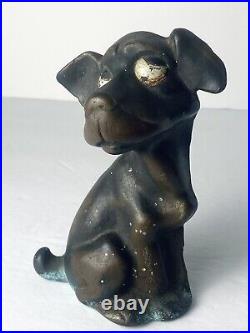 HUBLEY Cast Iron DOG Doorstop Droopy Eyed Bookend Antique Patina Home Art Statue