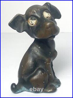 HUBLEY Cast Iron DOG Doorstop Droopy Eyed Bookend Antique Patina Home Art Statue