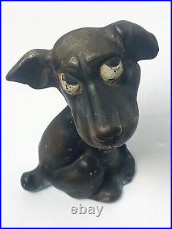 HUBLEY Cast Iron DOG Doorstop Droopy Eyed Bookend Antique Patina Home Art Statue