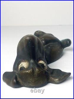 HUBLEY Cast Iron DOG Doorstop Droopy Eyed Bookend Antique Patina Home Art Statue