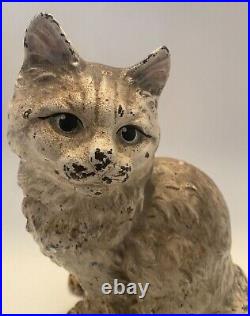 HUBLEY SITTING PERSIAN CAT CAST IRON DOORSTOP Beautiful Original Paint