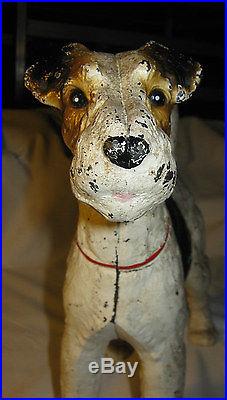 Huge! Antique Hubley Cast Iron Fox Terrier Dog Art Statue Sculpture Doorstop