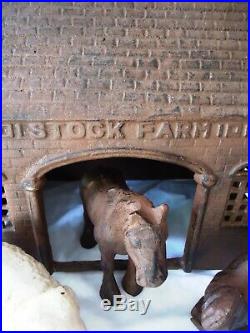 Heavy Cast Iron Stock Farm & 5 Metal Barn Animals Doorstop Decor Display Estate