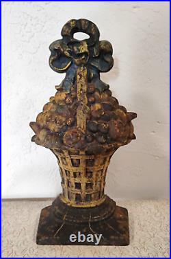 Hubley #11 Fruit Basket Large Size Antique 16 Cast Iron Door Stop