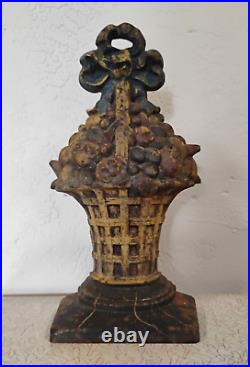 Hubley #11 Fruit Basket Large Size Antique 16 Cast Iron Door Stop
