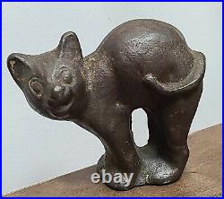 Hubley Antique Cat Cast Iron Black Figure Statue Halloween Doorstop