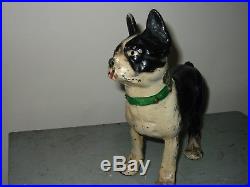 Hubley Boston Terrier Cast Iron Doorstop Large Looking Straight Marked I. C. C. Co