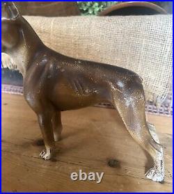 Hubley Boxer Dog 307 Cast Iron Doorstop 1930's Original Paint 8.5 H 9.5 L