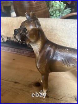 Hubley Boxer Dog 307 Cast Iron Doorstop 1930's Original Paint 8.5 H 9.5 L