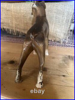 Hubley Boxer Dog 307 Cast Iron Doorstop 1930's Original Paint 8.5 H 9.5 L