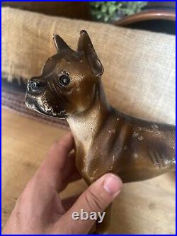 Hubley Boxer Dog 307 Cast Iron Doorstop 1930's Original Paint 8.5 H 9.5 L